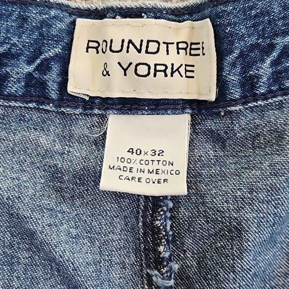 Vintage Roundtree & Yorke Jeans Men's 40x28 Blue Denim Pleated Relaxed Y2K Boho - Picture 4 of 16